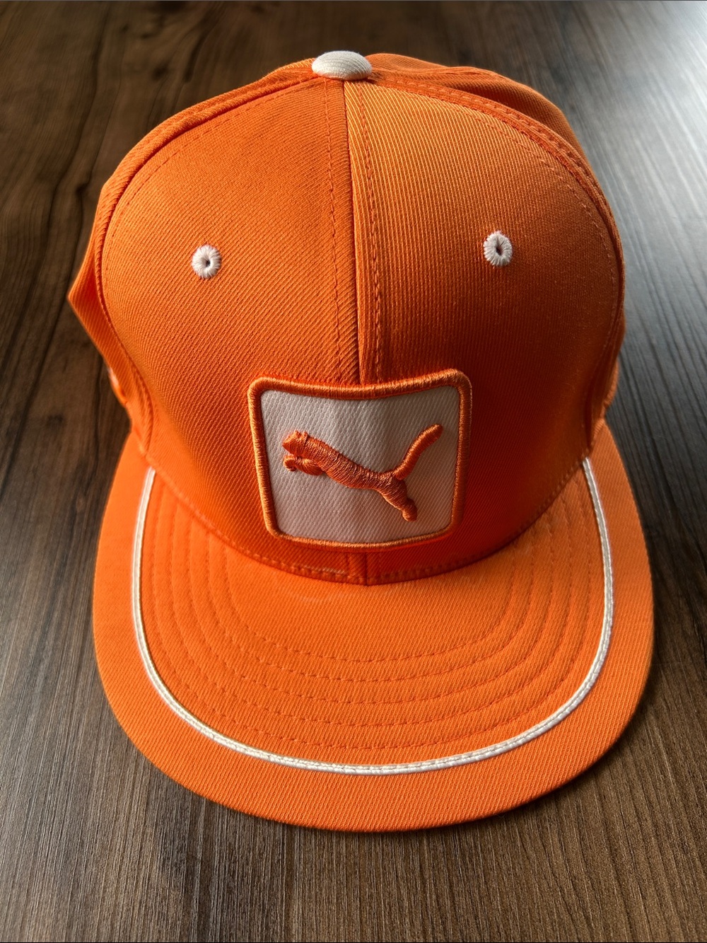 Puma Men’s Orange Snapback Cap with White Trim